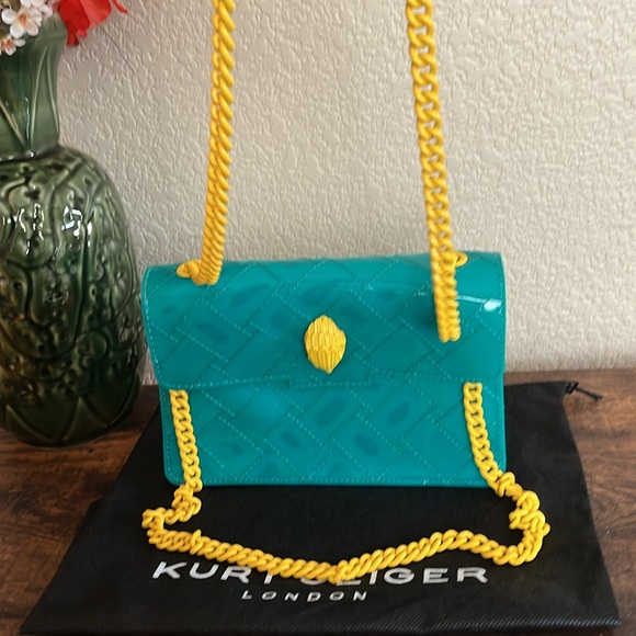 Kurt Geiger London Kensington Vinyl Shoulder Bag, teal transparent - Picture 4 of 13